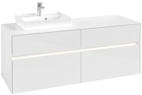 VILLEROY &amp; BOCH Collaro závesná skrinka pod umývadlo na dosku (umývadlo vľavo), 4 zásuvky, s LED osvetlením, 1400 x 500 x 548 mm, Glossy White, C074B0DH