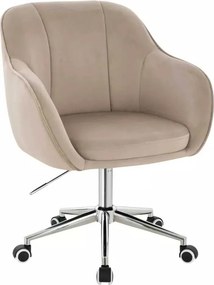 LuxuryForm DESIGN Stolička AVOLA VELUR na striebornej podstave s kolieskami - latte