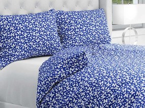 Biante Bavlnené posteľné obliečky Sandra SA-376 Biele motýliky na modrom Jednolôžko 140x200 a 70x90 cm