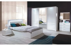 Kondela Manželská posteľ, 160x200, biela/ vysoký biely lesk HG, ASIENA