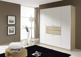 Šatníková skriňa Landsberg, dub sonoma/biela