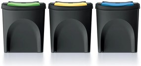 Odpadkový kôš na triedenie odpadu, 3x25l SORTIBOX XL, čierne