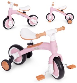 Odrážadlo/ Balančný bicykel s pedálmi 3v1 ružové, ECOTOYS