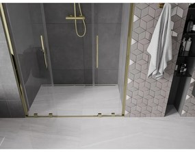 Mexen Velar Duo, posuvné dvere do otvoru 150x200 cm, 8mm číre sklo, zlatá lesklá, 871-150-000-02-50