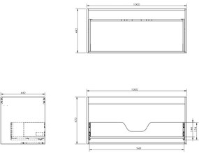 Mexen Rivel, kúpeľňová skrinka 100 cm, 1 zásuvka, drážkovaná, sivá matná, 91A20-10047-1-BF62