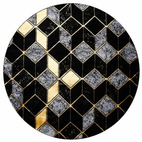 Koberec GLOSS 400B 86 kruh glamour, art deco, 3D geometrický - čierny / zlatý