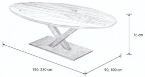 Wooded Jedálenský stôl London ROUNDED z masívu DUB 190x90x76cm
