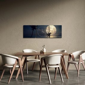 Obraz - Pláž s splnom (s hodinami) (90x30 cm)
