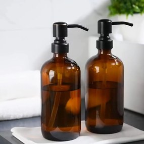Dávkovač na mydlo alebo jar - 0,45 l DISTRI - hnedé sklo