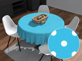 Biante Bavlnený okrúhly obrus Sandra SA-135 Biele bodky na modrom Ø 100 cm