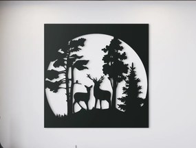 drevko Drevený obraz Jelene v lese Rozmer obrazu: 32,5 x 32,5 cm, Farba dekorácie: Čierna