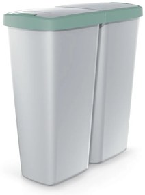 Odpadkový kôš DUO sivý, 50 l, zelená / sivá