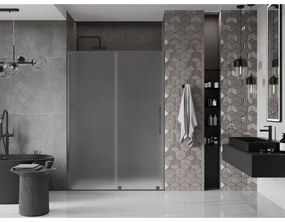 Mexen Velar, posuvné sprchové dvere do otvoru 160 cm, 8mm sklo námraza, grafit brúsený, 871-160-000-31-66