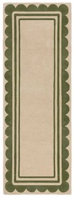 Ručne tkaný vlnený behúň v zeleno-prírodnej farbe 80x230 cm Lois Scallop – Flair Rugs