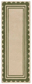 Ručne tkaný vlnený behúň v zeleno-prírodnej farbe 80x230 cm Lois Scallop – Flair Rugs