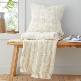 Bielo-béžová pletená deka 130x170 cm Chunky Marl Knit – Catherine Lansfield