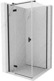 Mexen Mist H T, sprchový kút s výklopnými dverami ľavý 70 x 70 cm, číre sklo, čierna, 8A5T-070-070-70-00-L