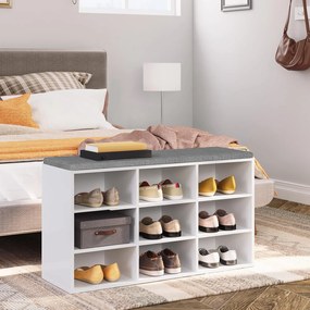Predsieňový vešiak s botníkom a sedadlom Vasagle Jungo 80 cm biely/sivý