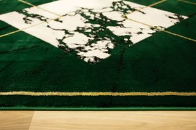 Koberec Diamond K4477Y zelený / zlatý mramor romby fľaškovozelený