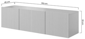 Závesná TV skrinka Nicole 150 cm - biela / biely mat