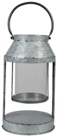 Šedá plechová zinková lampáš Mondie - Ø16*28 cm