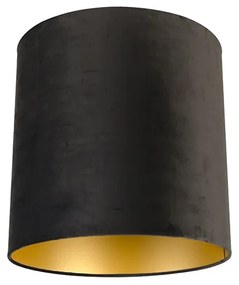 Velúrové tienidlo na žiarovky čierne 40/40/40 so zlatým interiérom
