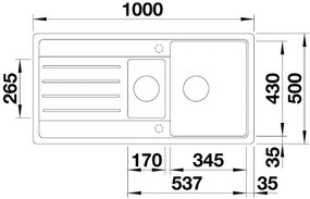 Blanco Legra 6 S, silgranitový drez 1000x500 mm, 1,5-komorový, antracitová, 522207