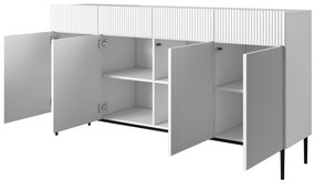 Komoda Nicole 200 cm so 4 zásuvkami - biely mat / čierna