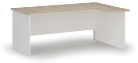 Kancelársky rohový pracovný stôl PRIMO WHITE, 1800 x 1200 mm, pravý, biela/dub prírodný