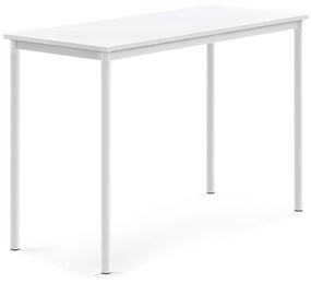 Stôl SONITUS, 1400x600x900 mm, HPL - biela, biela