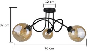 Prisadený luster VENUS BLACK 3xE27/60W/230V