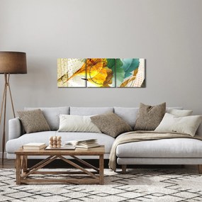 Obraz - Listy (s hodinami) (90x30 cm)