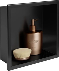 Rea Rea, oceľová kúpeľňová polička 30x30 cm, čierna matná, REA-05603