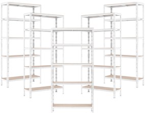 Balíček 5xSUPER EKO HIT - Policový regál Trestles RNDU-KUI 1800x900x600, nosnosť 875 kg, 5 políc Farba: biela