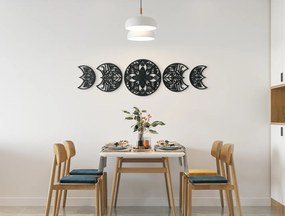 drevko 5-dielna mandala na stenu Rozmer obrazu: 18,5 x 65 cm, Farba dekorácie: Čierna