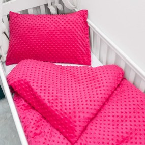 Biante Detské posteľné obliečky do postieľky Minky 3D bodky MKP-009 Fuchsiové Do postieľky 90x140 a 40x60 cm