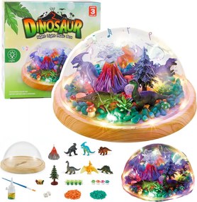 LEAN Toys Kreatívna súprava DIY terárium s dinosaurami kupola nočné svetlo a zvuky