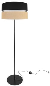 Stojacia lampa Juta, 1x jutové/čierne textilné tienidlo, o, b