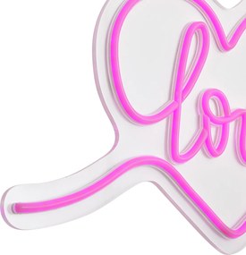 Neónové nástenné svietidlo ružové vrátane LED - Love
