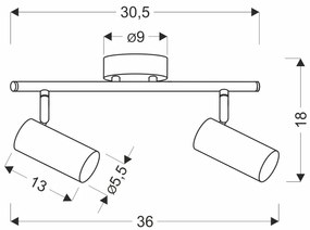 Candellux Čierne stropné svietidlo Colly pre žiarovku 2x GU10 92-01665