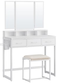 Dekorstudio Biely toaletný stolík s taburetkou - RVT004W14