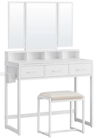 Dekorstudio Biely toaletný stolík s taburetkou - RVT004W14