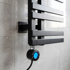 Rea Rido, elektrický kúpeľňový radiátor 400 W s termostatom, čierna, 985x495x110 mm, REA-30038
