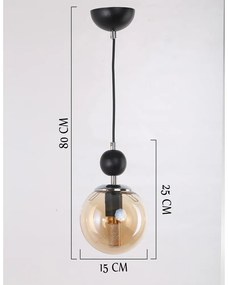 Okrovožlto-čierne závesné svietidlo so skleneným tienidlom ø 15 cm Marble – Squid Lighting