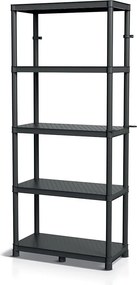 Prosperplast Regál plastový 5 políc STACKARO MIDDLE 74 x 36 x 172,5 cm - čierny
