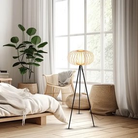 Briloner 1759011 - Stojacia lampa 1xE27/10W/230V bambus/čierna