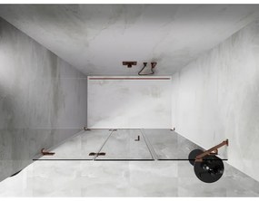 Mexen Lunar-F, ľavé skladacie sprchové dvere 115 cm, 8mm číre sklo, ružové zlato profil, 836S-115-050-60-00-L