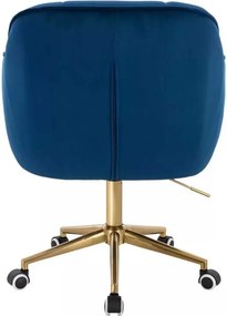 LuxuryForm DESIGN Stolička AVOLA VELUR na zlatej podstave s kolieskami - modrá