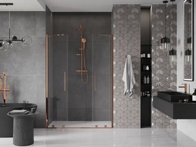 Mexen Velar Duo, posuvné dvere do otvoru 150x200 cm, 8mm číre sklo, ružové zlato, 871-150-000-02-60