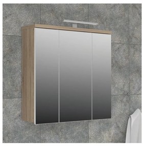 Nástenná kúpeľňová skrinka so zrkadlom VENOM biela/dub sonoma